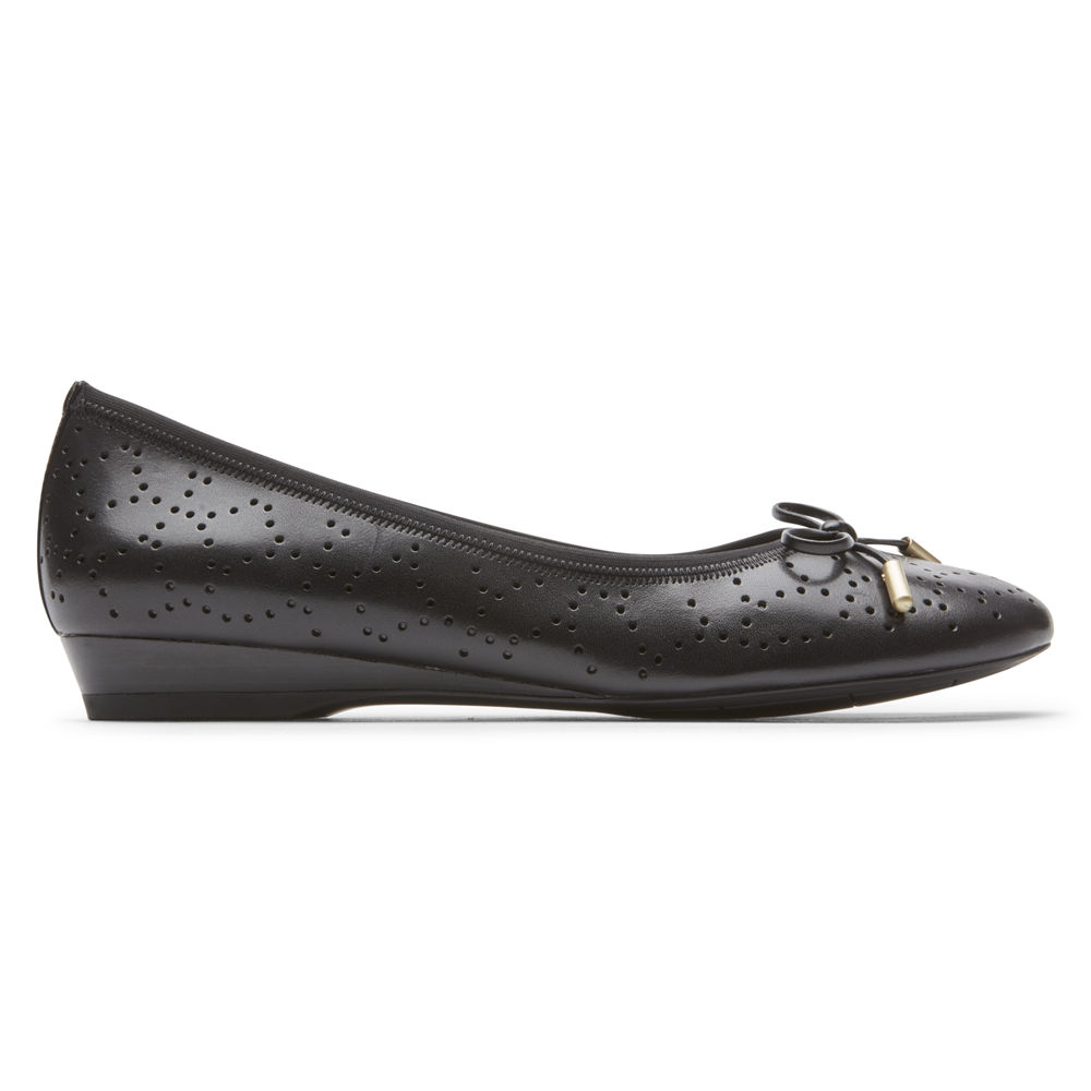 Zapatos Bajos Rockport Mujer Mexico - Total Motion Shea Perforated Bow Negros - ROXQU0561